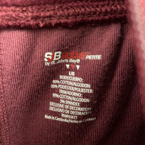 St Johns Bay Active Petite Sweatsuit Set Maroon Velour Comfy - Picture 2 of 5